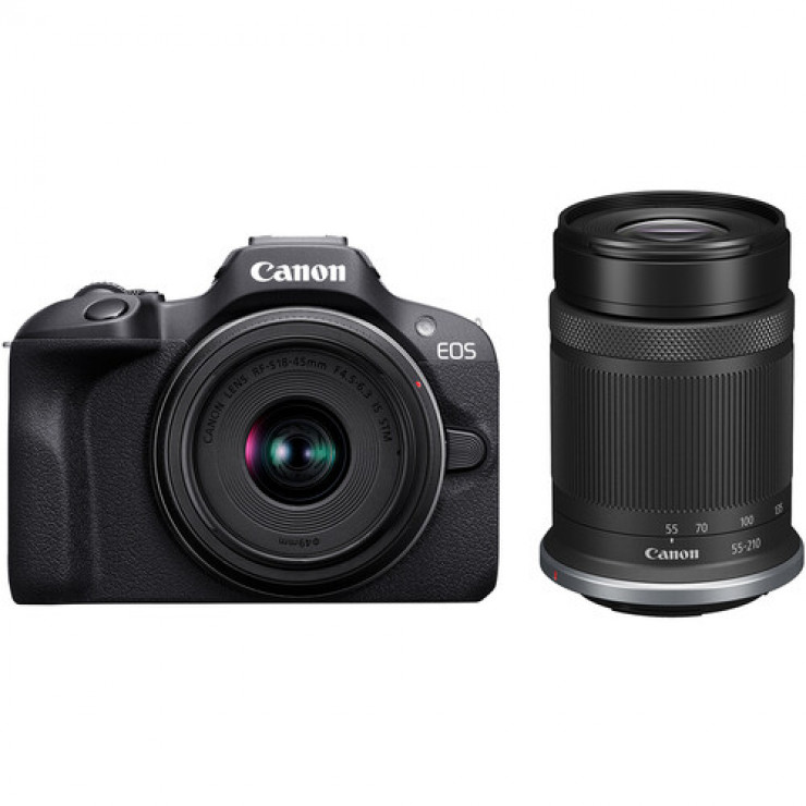 Canon EOS R100 Mirrorless Camera Twin Lens with 18-45mm and 55-210mm Lenses