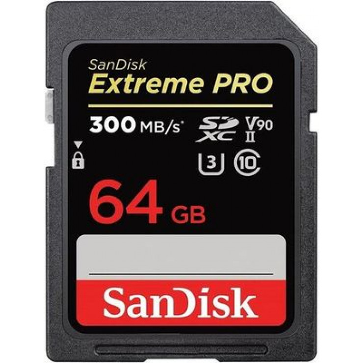 SANDISK EXTREME PRO 64GB SDXC MEMORY CARD 300MB/S, UHS-II, CLASS 10, U3, V90