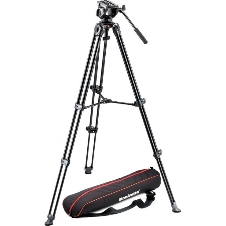Manfrotto MVH500A Fluid Drag Video Head with MVT502AM Tripod and Carry Bag - 1