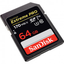 SANDISK EXTREME PRO SDXC CARD 64GB - 170MB/S V30 UHS-I U3