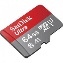 SanDisk Ultra microSDHC, 64GB, U1, C10, A1, UHS-1, 120MB/s R, 4x6, 10Y 