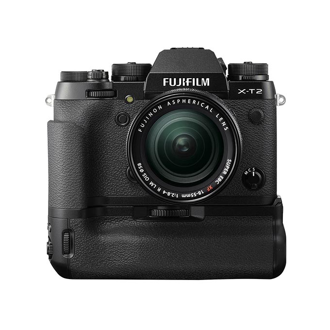 Fujifilm X-T2 Mirrorless Camera Rear View with optional Vertical Power Booster Grip